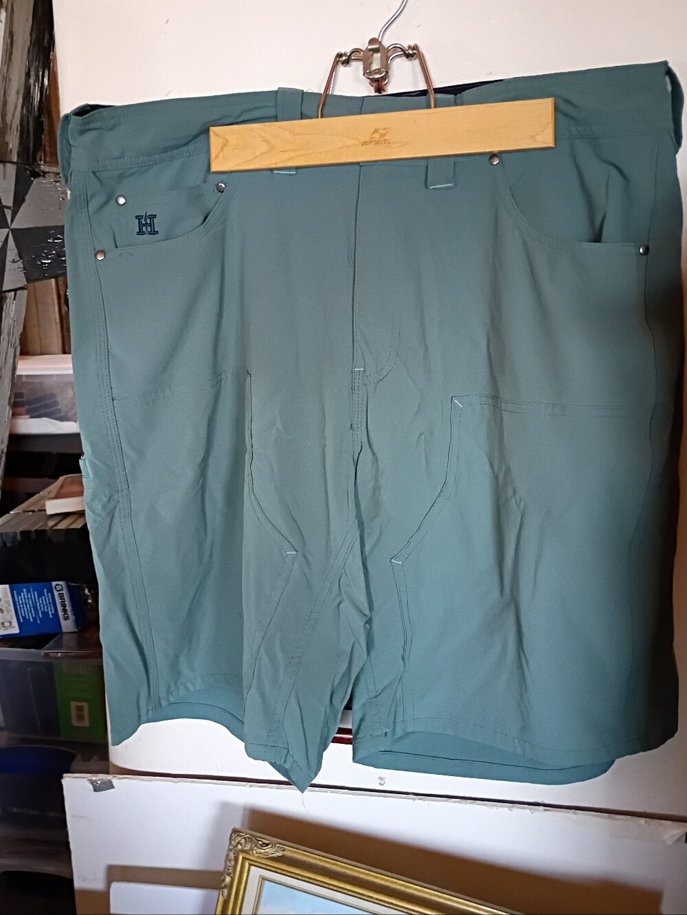 Howler Brothers Waterman's Shorts Double Front Nylon Ripstop Fabric Green 35